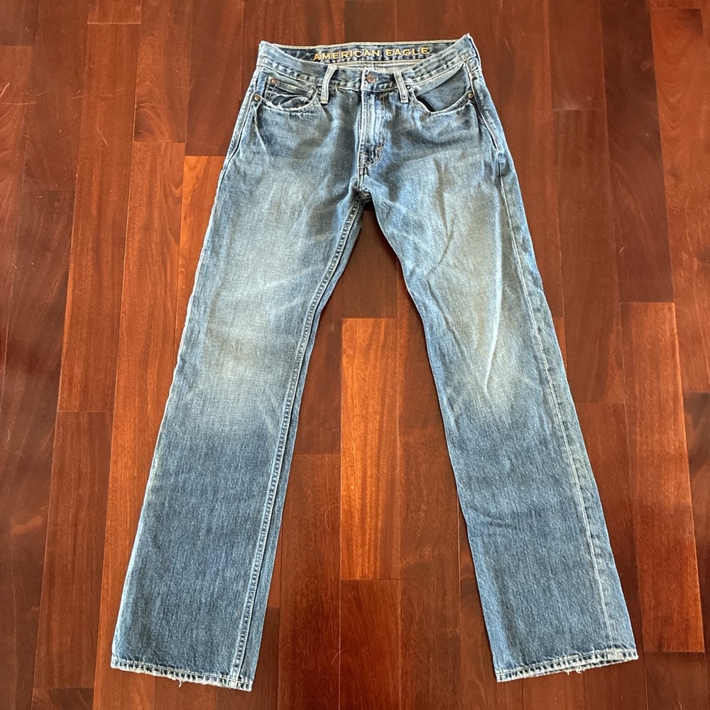 American Eagle Outfitters Men's Blue Straight-Leg Jeans